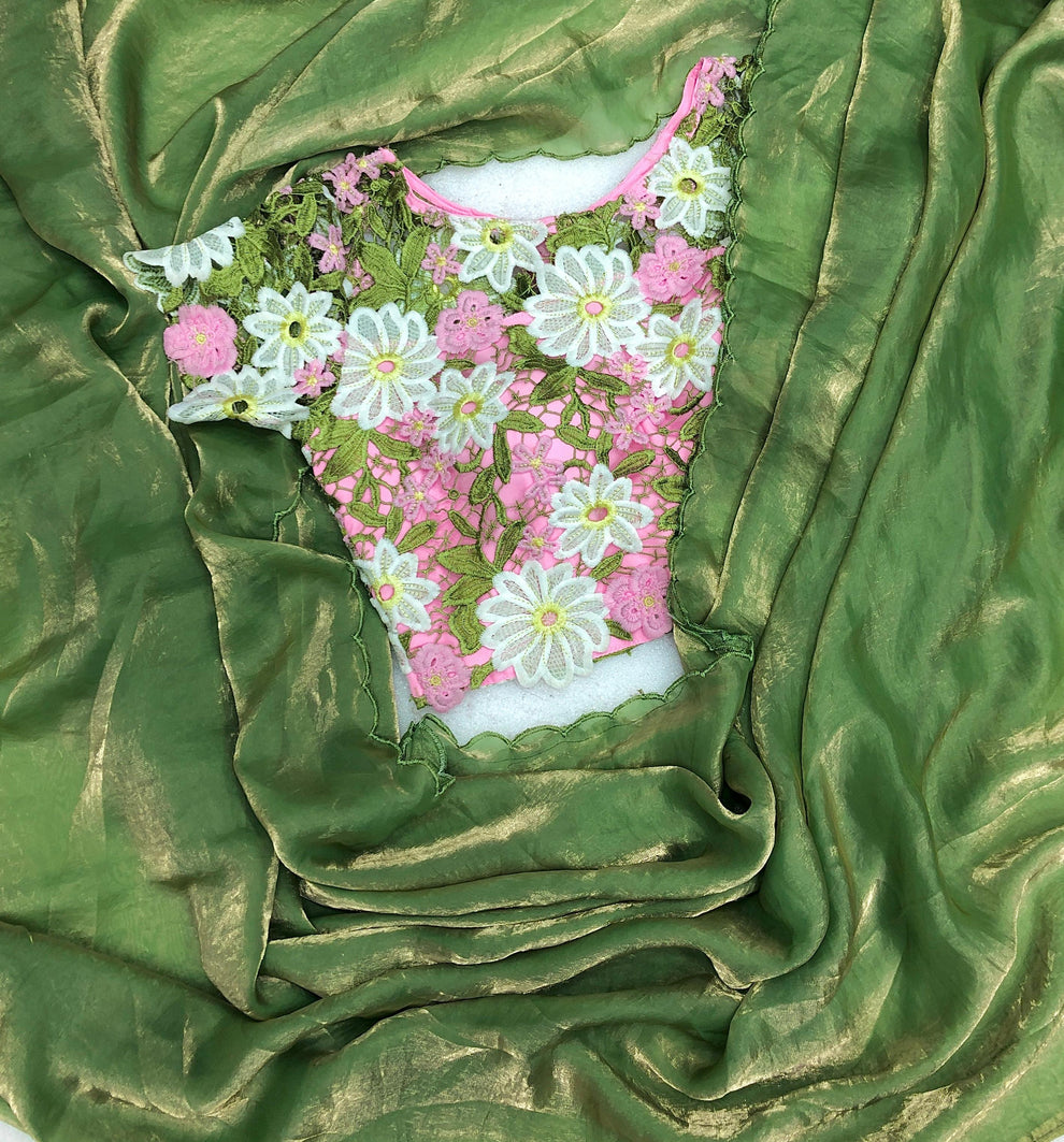 Trendy Soft & smooth silk satin Saree with embroidery