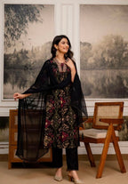 Embroidered Ethnic Printed Kurtha with Pant & Dupatta | #251