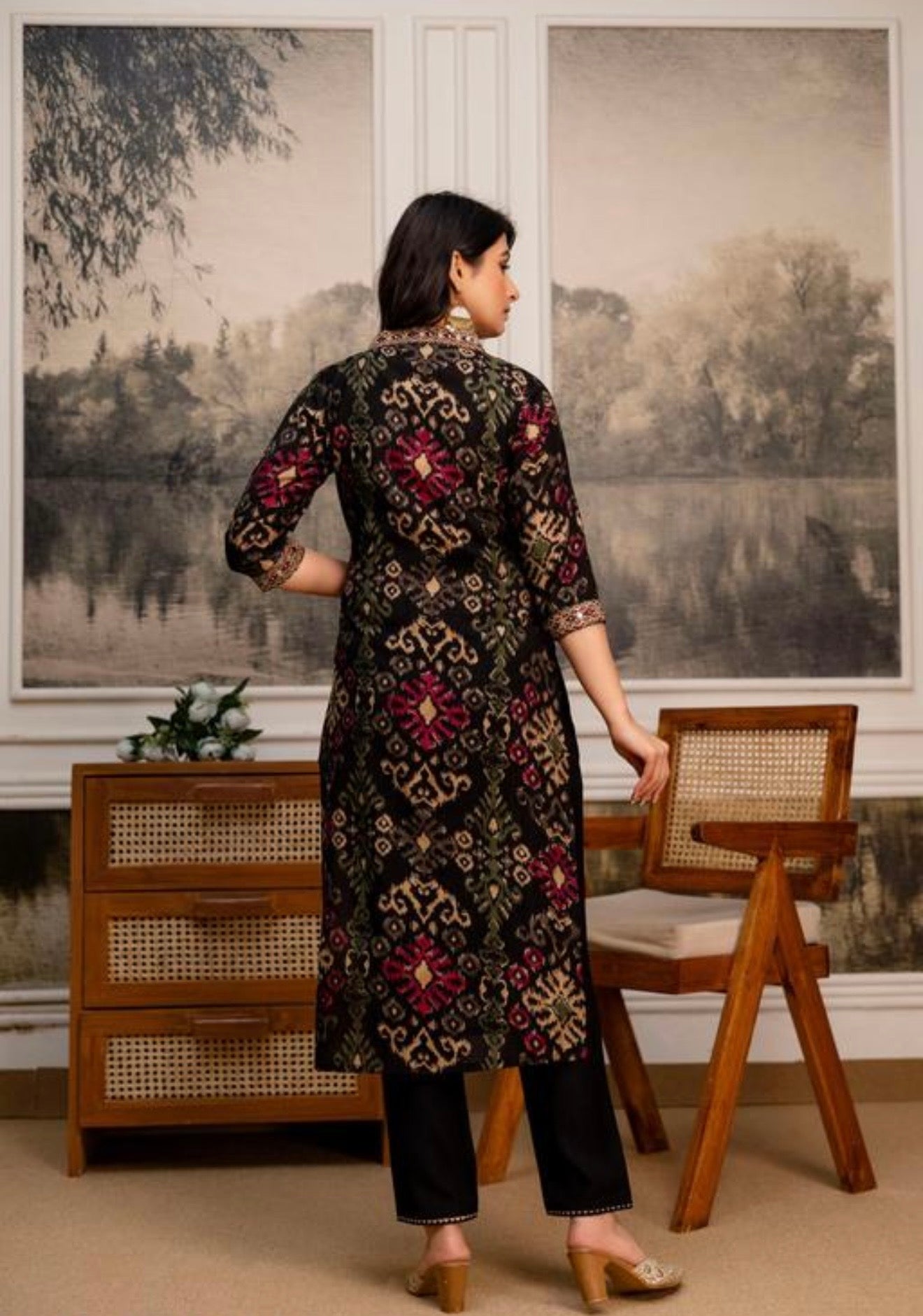 Embroidered Ethnic Printed Kurtha with Pant & Dupatta | #251