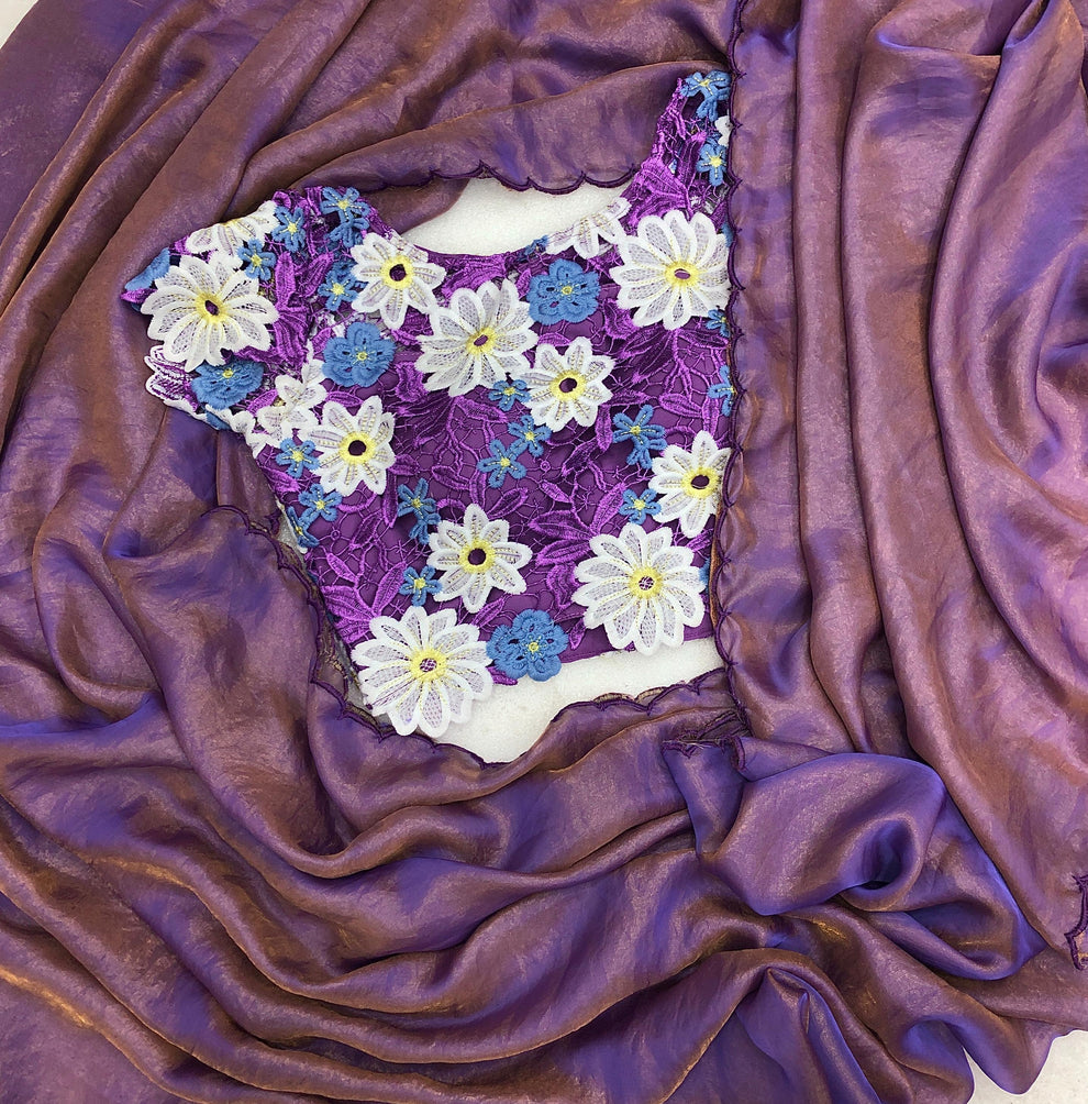 Trendy Soft & smooth silk satin Saree with embroidery