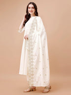 Silk Embroidered Anarkali Kurta Palazzo Set with Dupatta #234