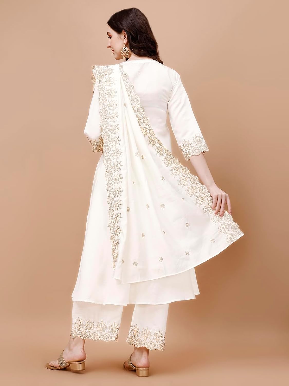 Silk Embroidered Anarkali Kurta Palazzo Set with Dupatta #234