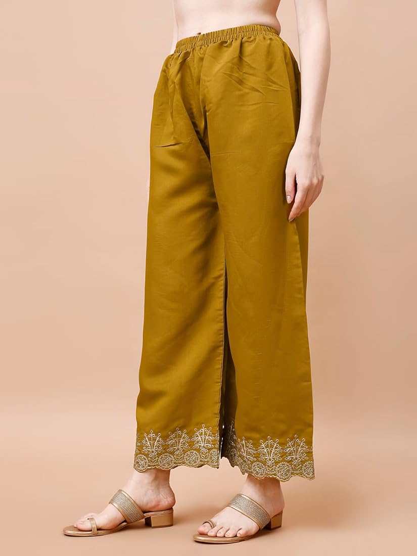 Silk Embroidered Anarkali Kurta Palazzo Set with Dupatta #236