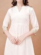 Silk Embroidered Anarkali Kurta Palazzo Set with Dupatta #234