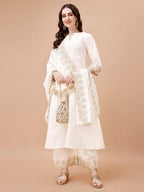Silk Embroidered Anarkali Kurta Palazzo Set with Dupatta #234