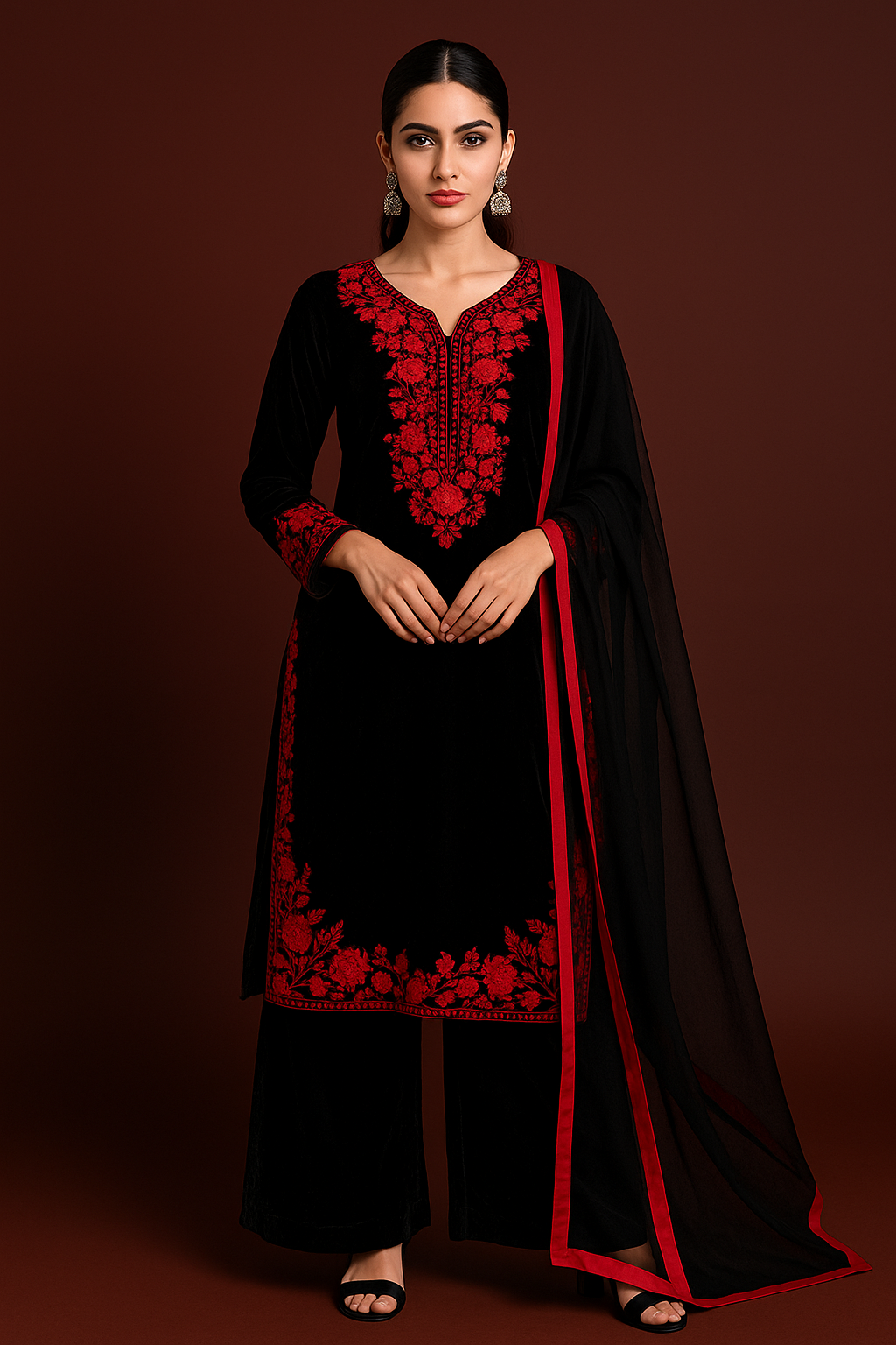 Designer Party Wear Heavy Pure Viscose Velvet Top–Plazzo–Dupatta Set #198