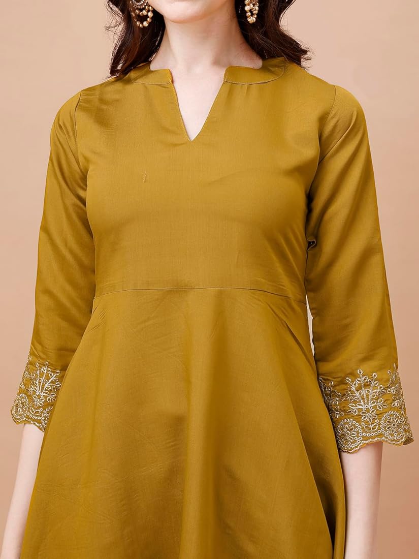 Silk Embroidered Anarkali Kurta Palazzo Set with Dupatta #236