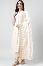Silk Embroidered Anarkali Kurta Palazzo Set with Dupatta #234