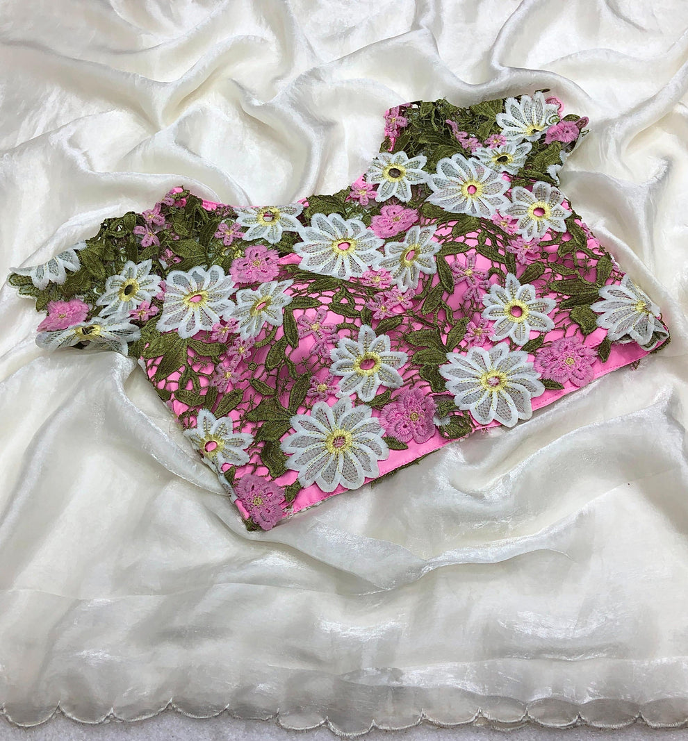 Trendy Soft & smooth silk satin Saree with embroidery