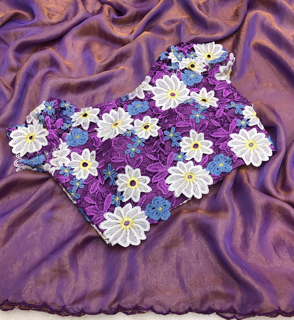 Trendy Soft & smooth silk satin Saree with embroidery