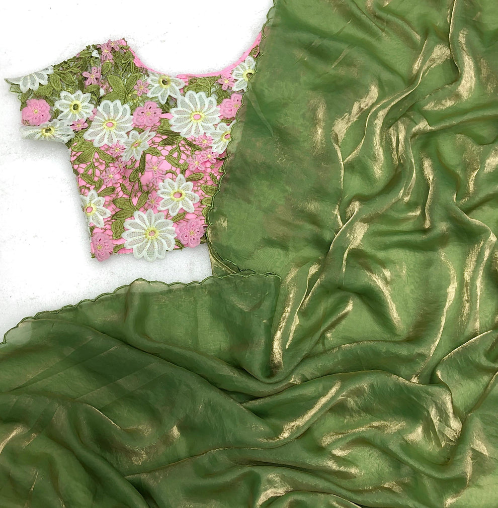 Trendy Soft & smooth silk satin Saree with embroidery