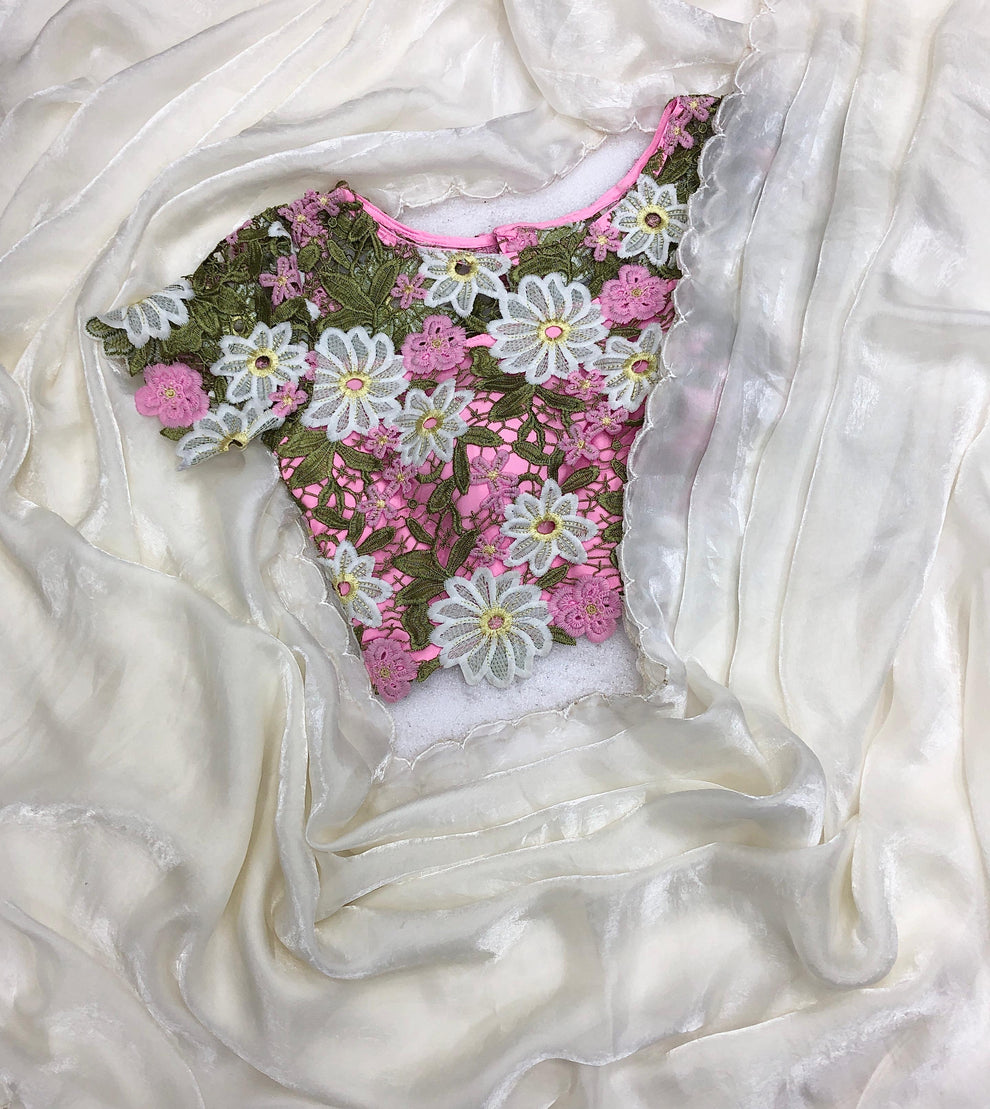 Trendy Soft & smooth silk satin Saree with embroidery