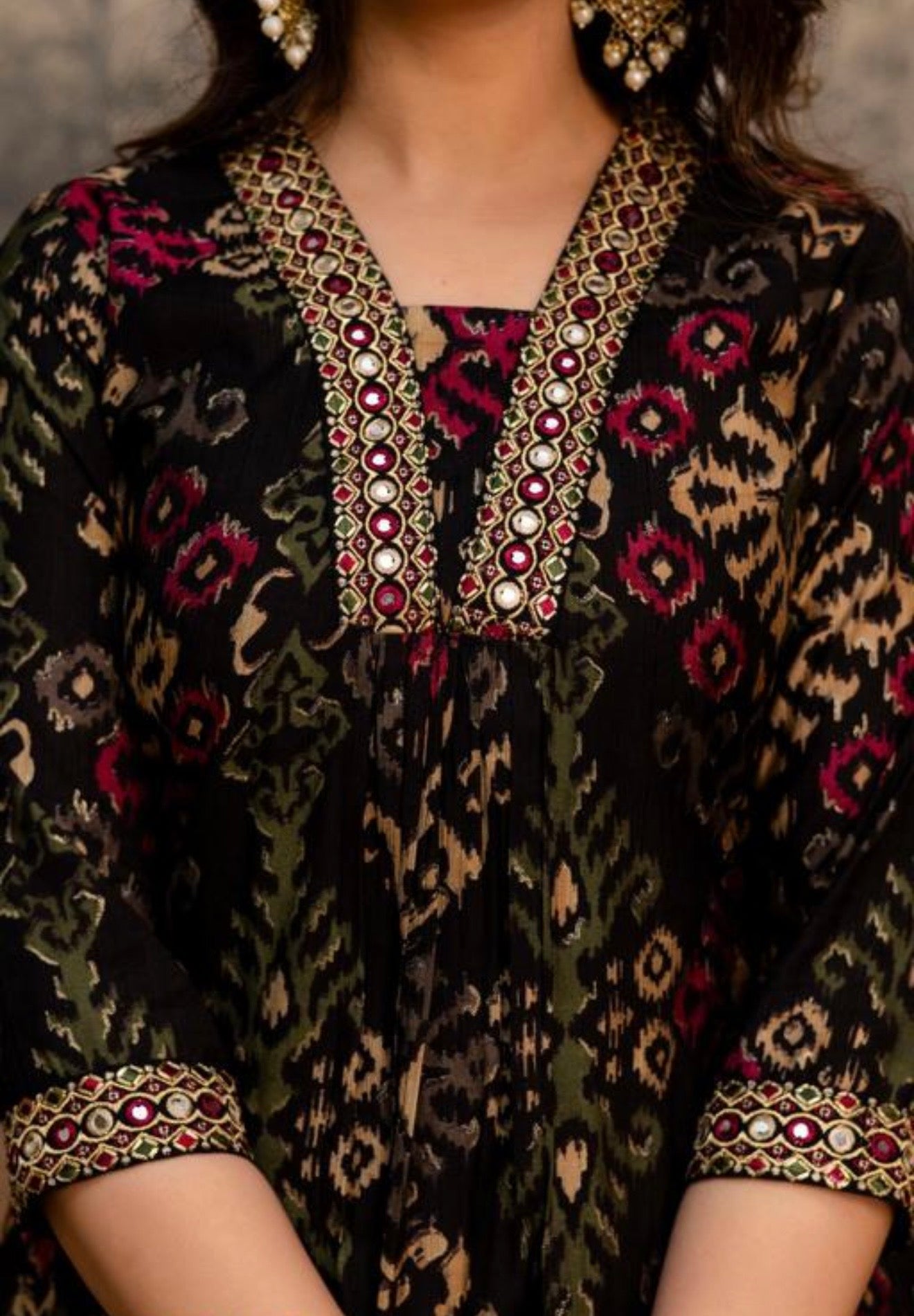 Embroidered Ethnic Printed Kurtha with Pant & Dupatta | #251