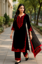 Designer Party Wear Heavy Pure Viscose Velvet Top–Plazzo–Dupatta Set #198