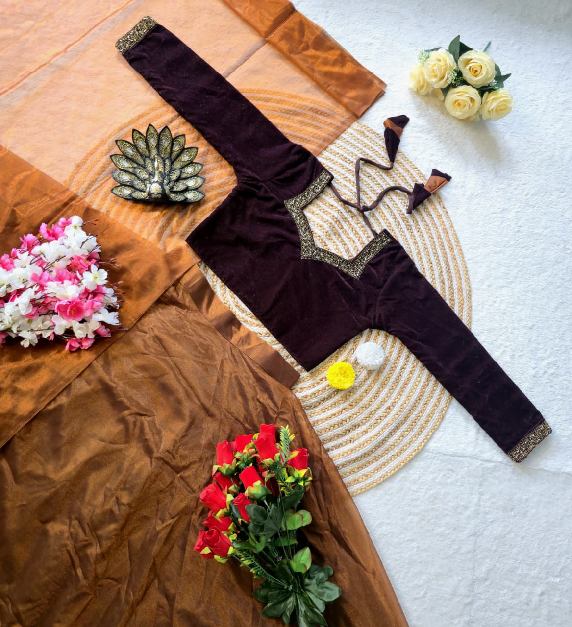 Designer 9000 Velvet Lehenga With Hand-Work Blouse #209