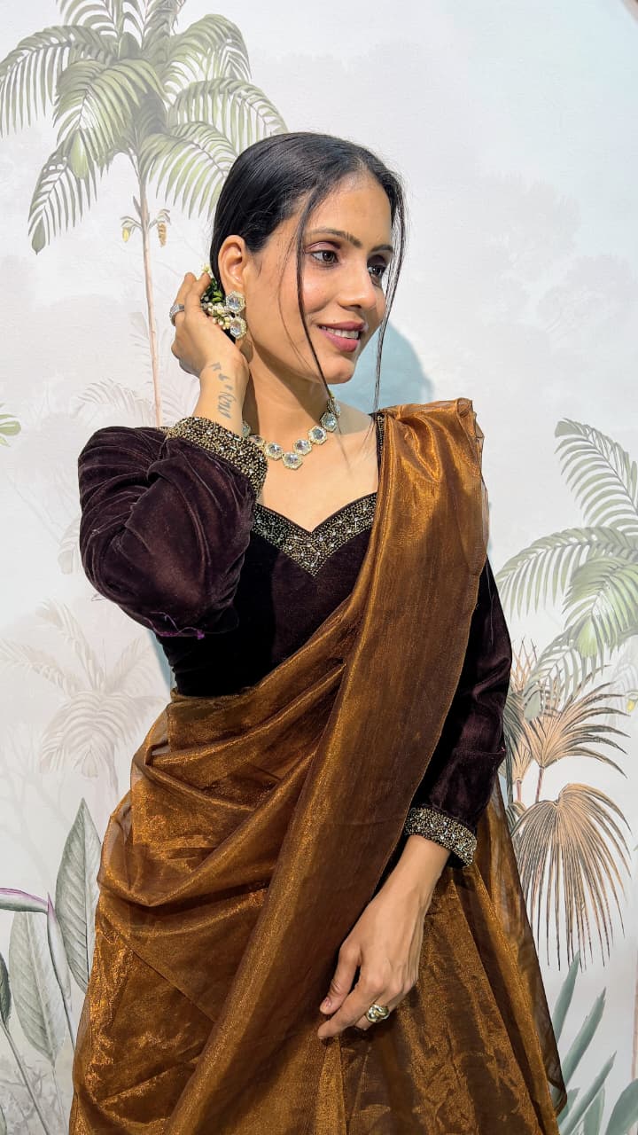 Designer 9000 Velvet Lehenga With Hand-Work Blouse #209