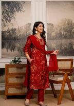 Embroidered Ethnic Printed Kurtha with Pant & Dupatta | #251