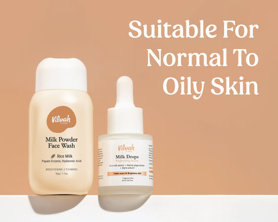 Face Brightening Kit. Milk Powder Face Wash & Milk Drops Brightening Serum. #227