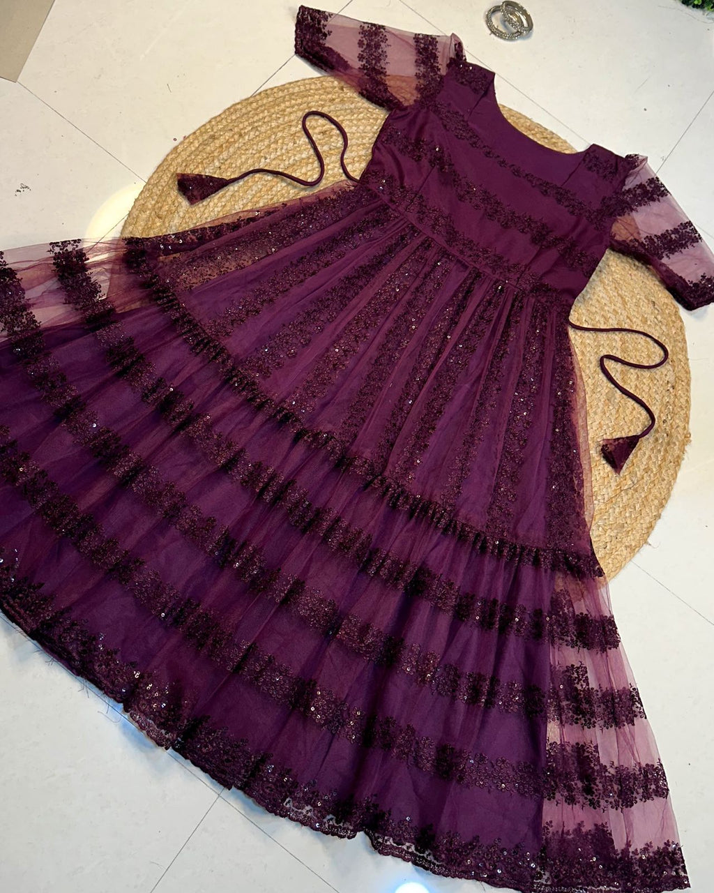 Flower Embroidery Heavy Net Frock #210