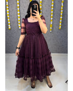 Flower Embroidery Heavy Net Frock #210