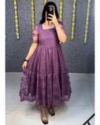 Flower Embroidery Heavy Net Frock #210