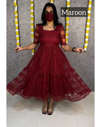 Flower Embroidery Heavy Net Frock #210