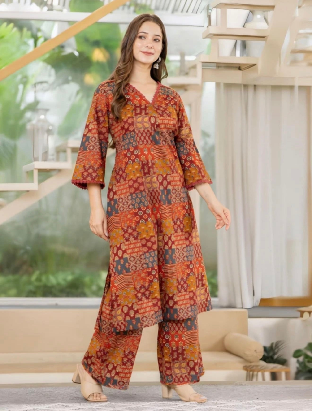 Tabeedah Top Palazzos Co-ords Set | #242
