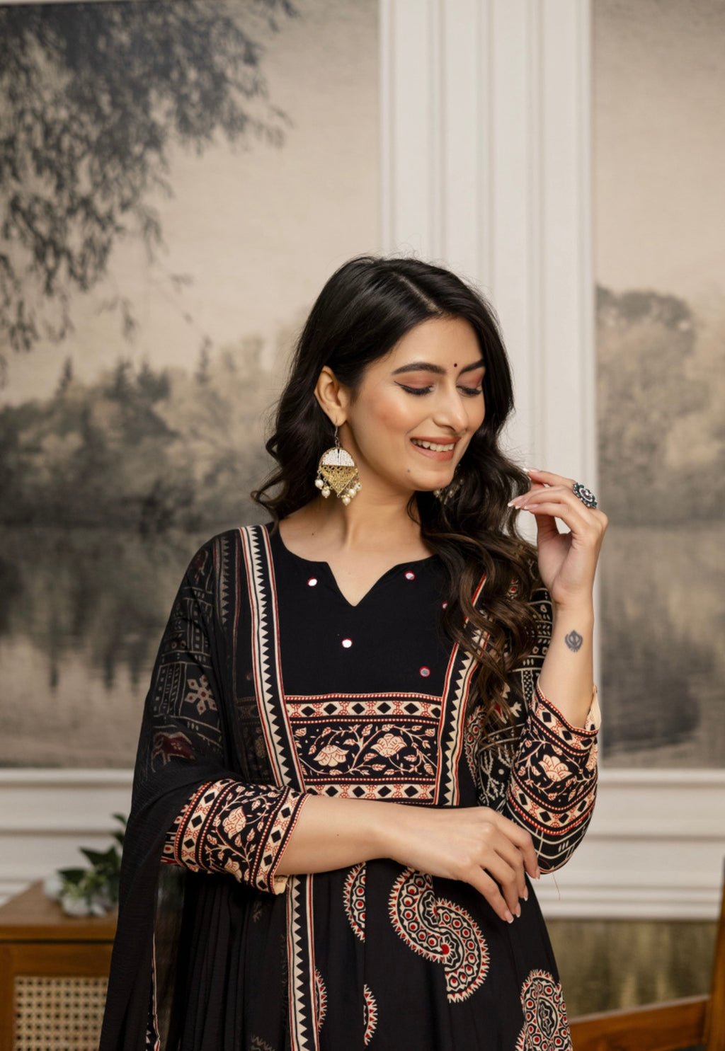Women viscous Rayon kurtha pant dupatta set #247