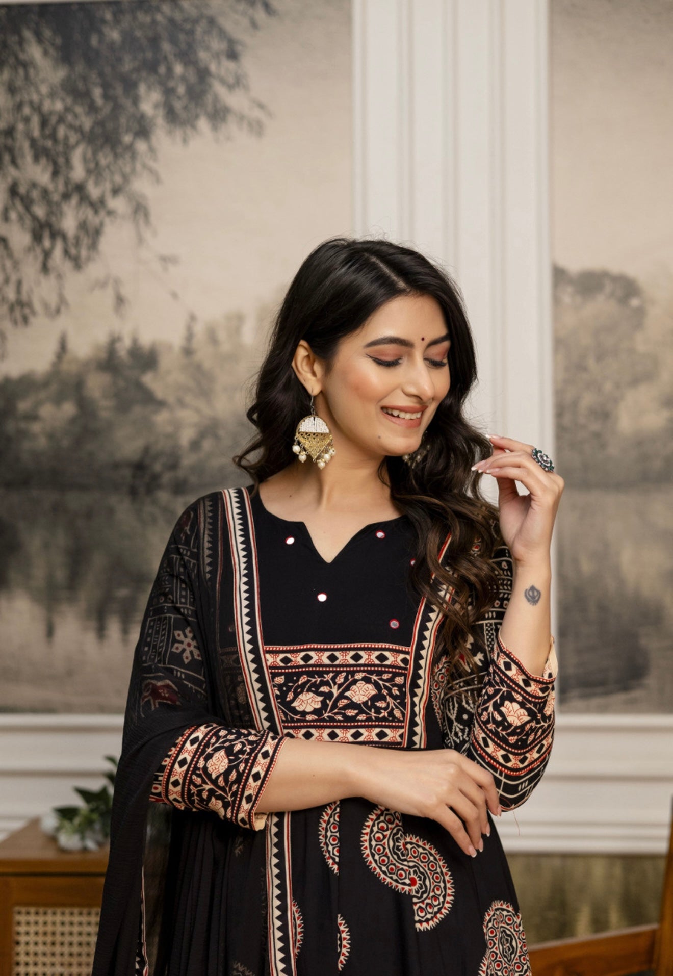 Women viscous Rayon kurtha pant dupatta set #247