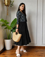 Black fit & flare frock with coat #260
