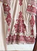Red embroidered three piece kurtha set #272