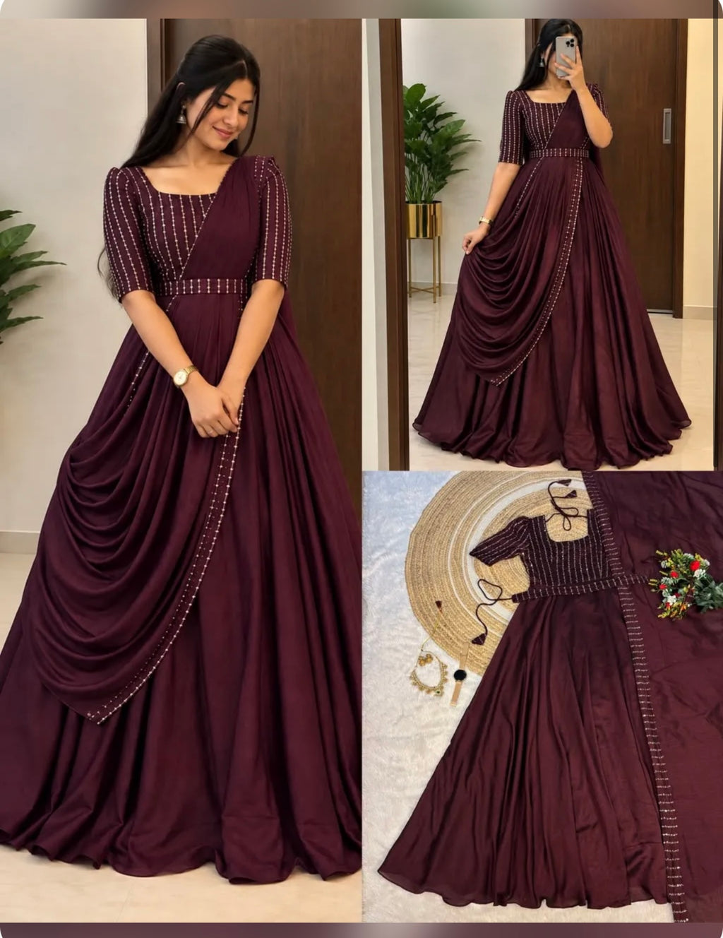 Party wear draping style gown | #284