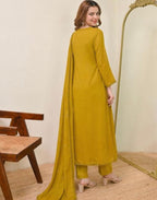 Mustard Mull Chanderi Anarkali Kurthi set | #245