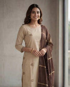 Cotton embroidered kurtha set #256