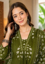 Cotton Stright kurtha with pant and dupatta set | #252