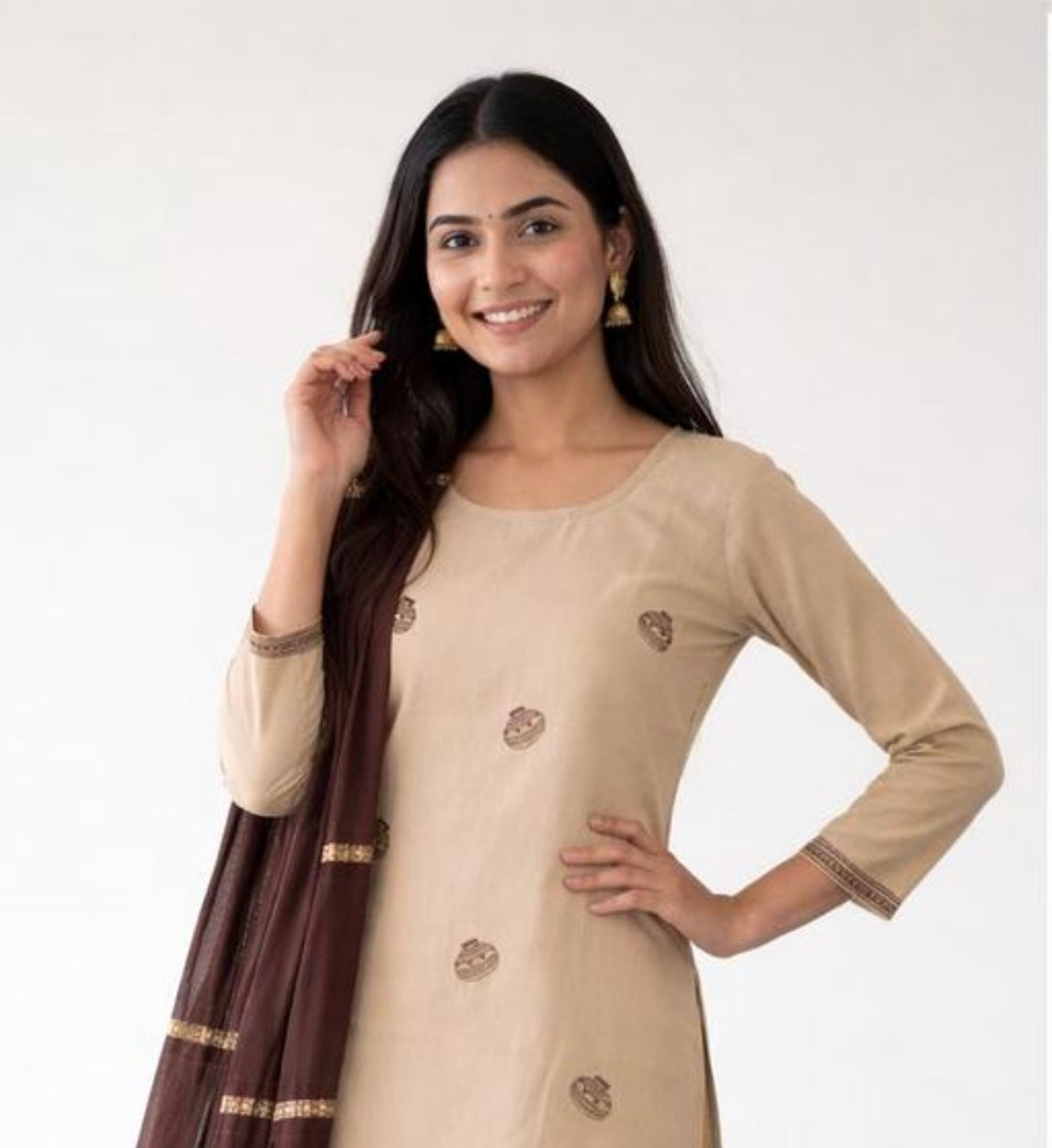 Cotton embroidered kurtha set #256