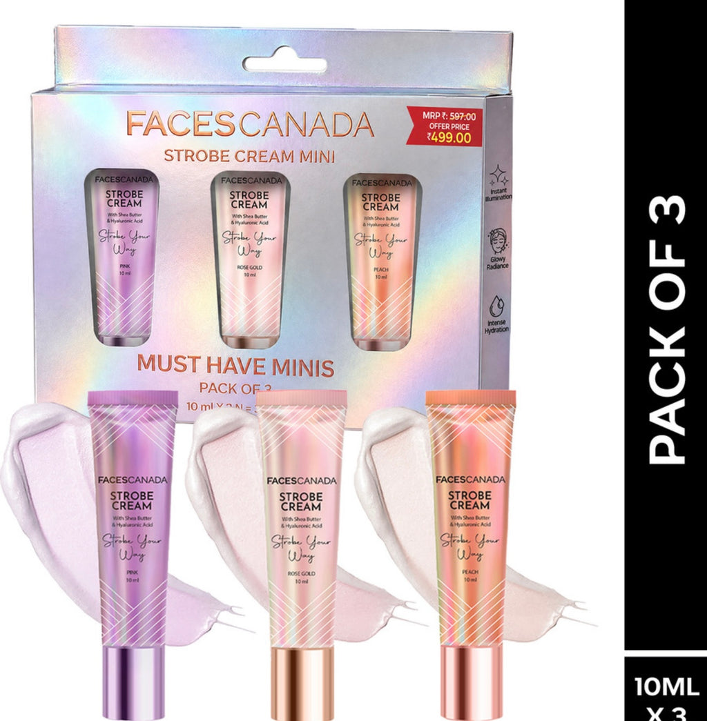 Faces canada strobe cream | must have minis | rose gold,pink,peach | combo of 3 #285