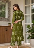 Cotton Stright kurtha with pant and dupatta set | #252