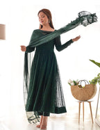 Womens Premium Fox Georgette Embroidered Round Kurta Set with Ruffle Dupatta and Stitched Pant Fully Stitched Traditional
Ethnic Wear | #283