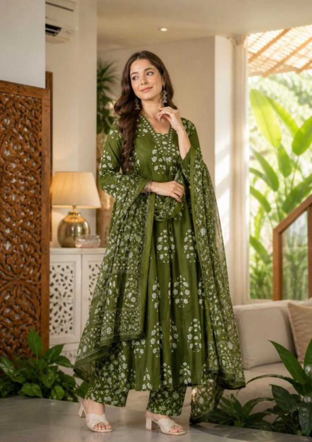 Cotton Stright kurtha with pant and dupatta set | #252