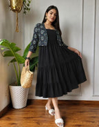 Black fit & flare frock with coat #260