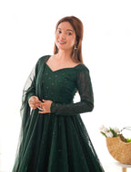 Womens Premium Fox Georgette Embroidered Round Kurta Set with Ruffle Dupatta and Stitched Pant Fully Stitched Traditional
Ethnic Wear | #283
