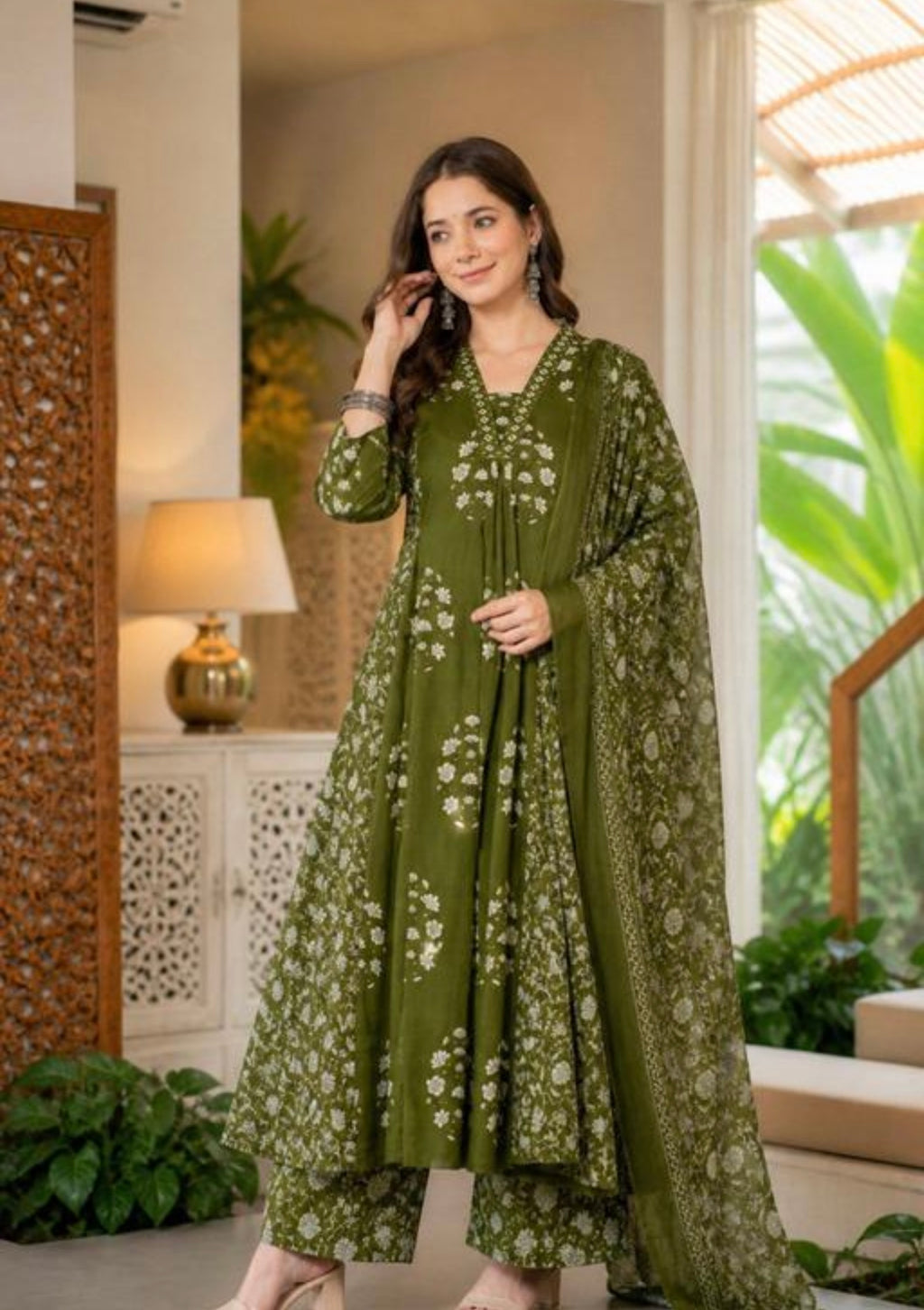 Cotton Stright kurtha with pant and dupatta set | #252