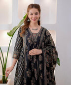 Black printed anarkali kurtha set | #276
