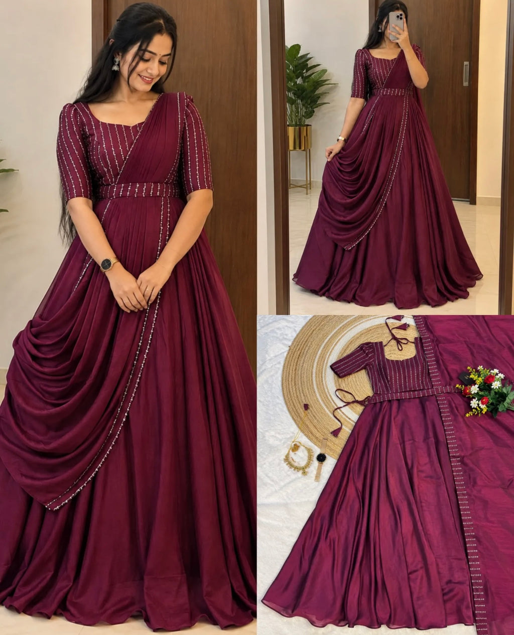 Party wear draping style gown | #284