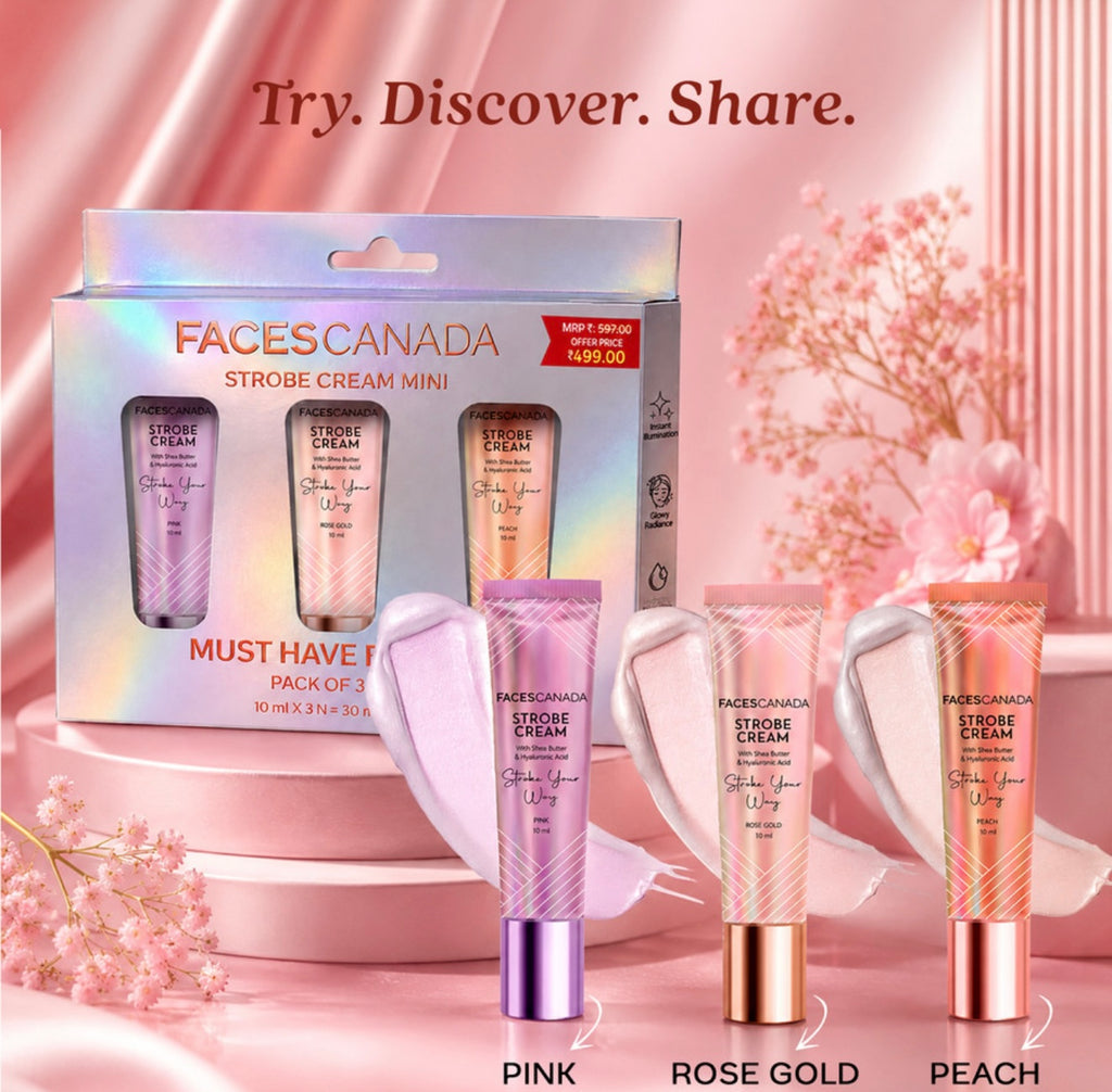 Faces canada strobe cream | must have minis | rose gold,pink,peach | combo of 3 #285