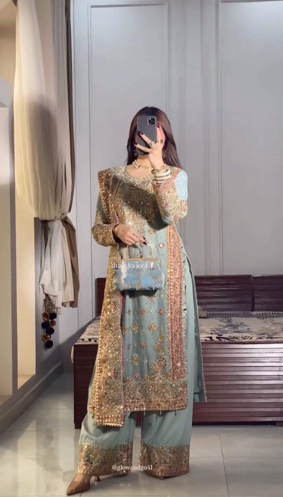 Faux Georgette Shalwar With Heavy Embroidery