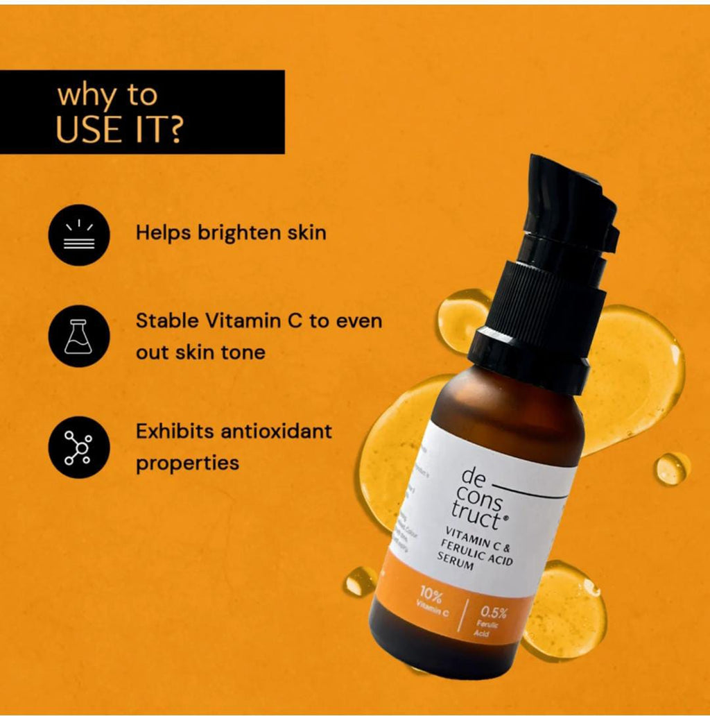 Deconstruct. 10% Vitamin C Serum With 0.5% Ferulic Acid For Dark Spots & Even Skin Tone For All Skin Types | 30ml