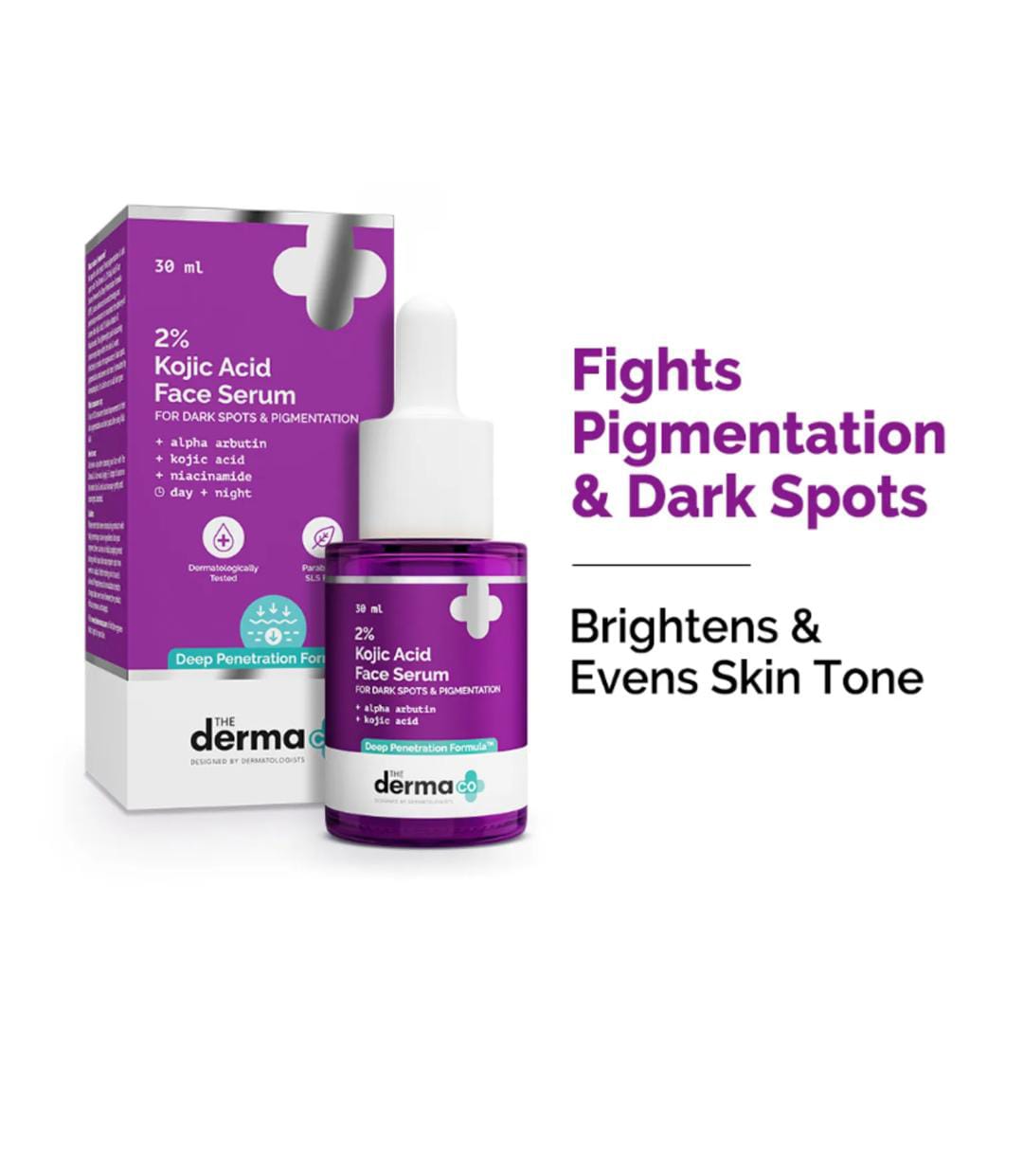 The Derma Co. 2% Kojic Acid Face Serum for Dark spots reduction, Pigmentation & Blemishes | 30ml