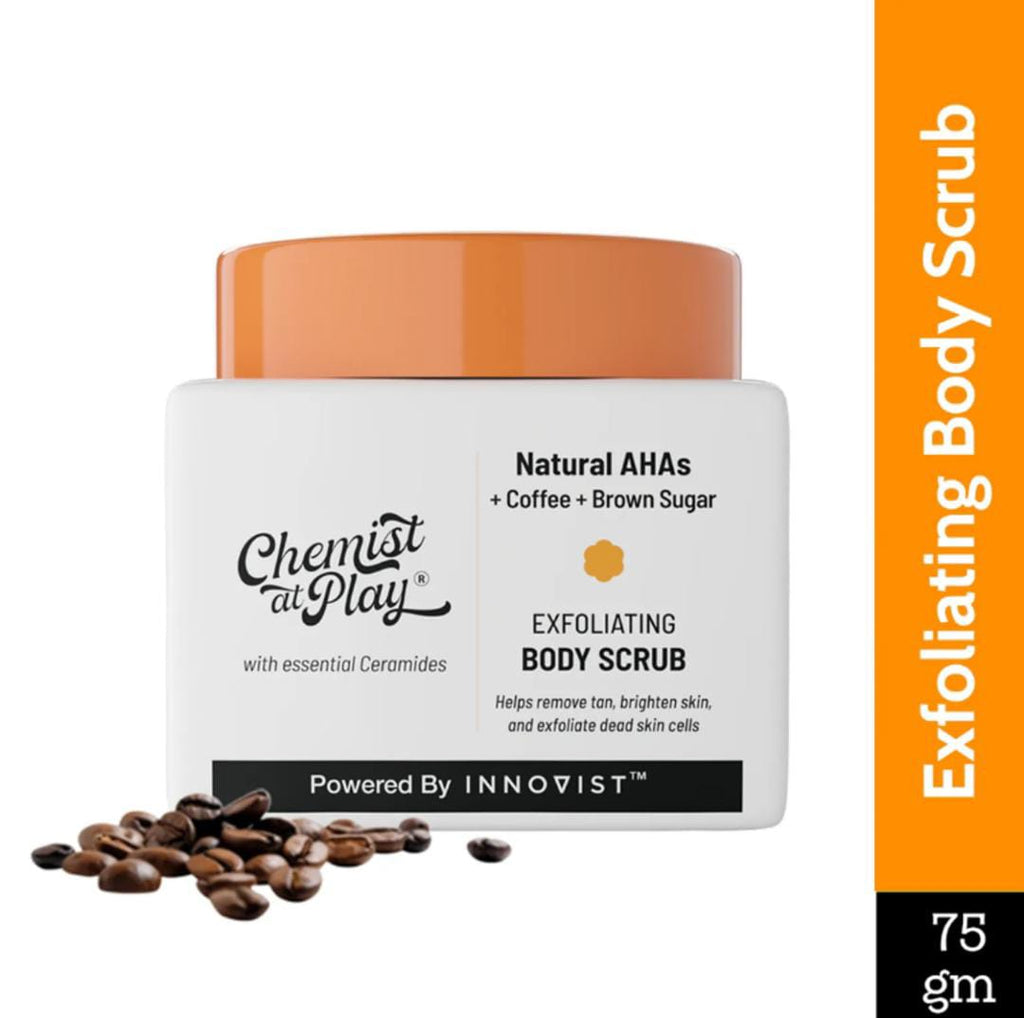 Chemist at Play. Exfoliating Natural AHAs Body Scrub For Removing Tan & Dead Skin Cells-Coffee Body Scrubs | 75g